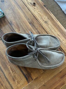 Clarks Suede Moc Toe Ankle Shoes